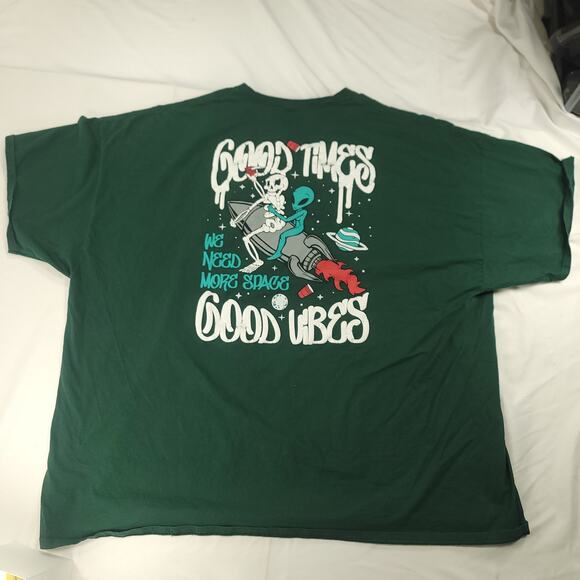 Eighty Eight Brand Good Times Good Vibes Crew Neck T Shirt Mens Size 5XL Green - Picture 8 of 8